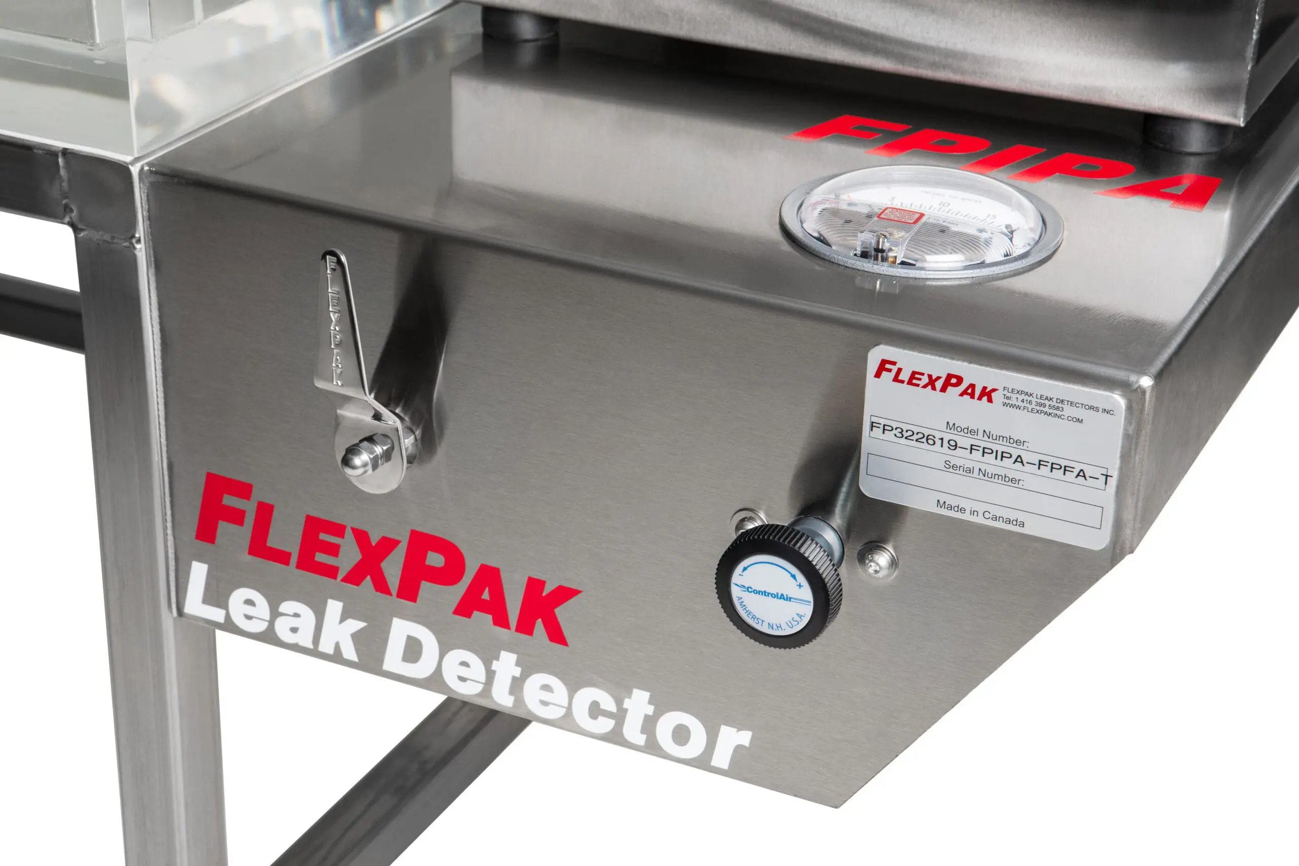 FlexPak leak detector with stainless steel control panel.